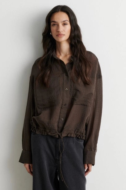 SECOND FEMALE Valaia Shirt Black Olive: svart camisas för dam
