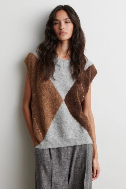 SECOND FEMALE | JERSEYS | MUJER | FORCA KNIT VEST LIGHT GREY MELANGE | MULTICOLOR