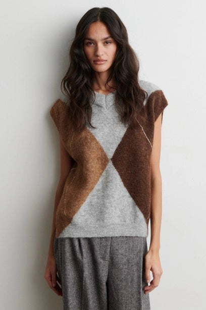 SECOND FEMALE Forca KNIT VEST Light GREY Melange: multicolour jumper for women