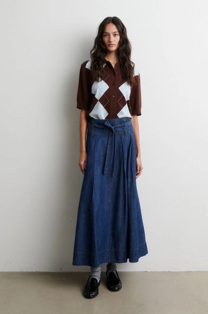 SECOND FEMALE | FALDAS | MUJER | EVANA DENIM SKIRT BLUE DENIM | AZUL
