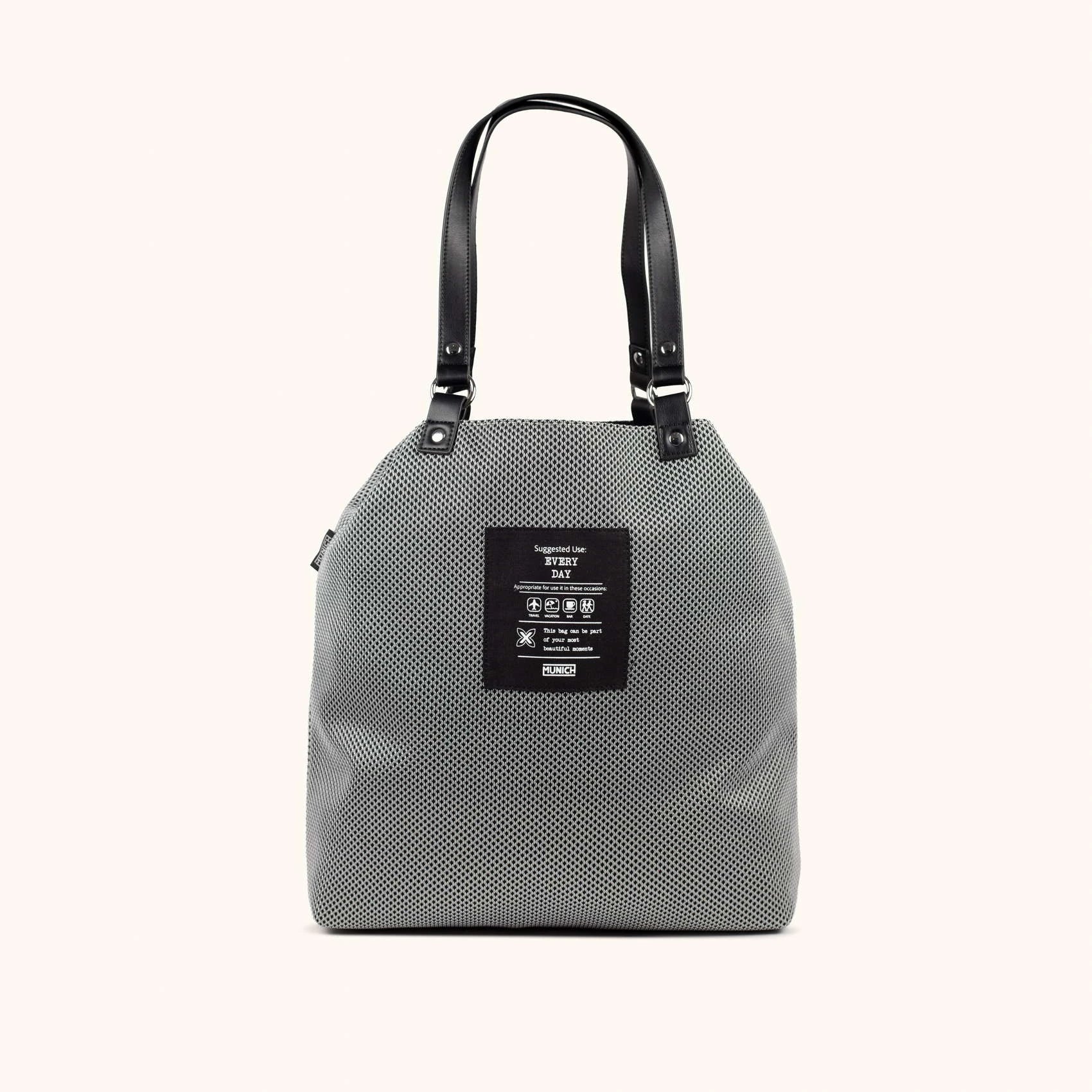 MUNICH GOGO SPIN Reversible TOTE BAG: grey bag for women