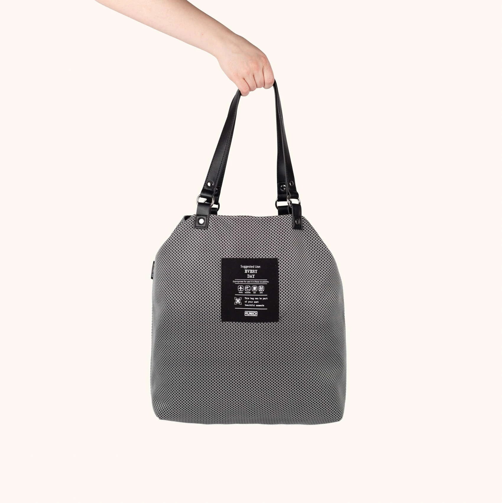MUNICH GOGO SPIN Reversible TOTE BAG: grey bag for women