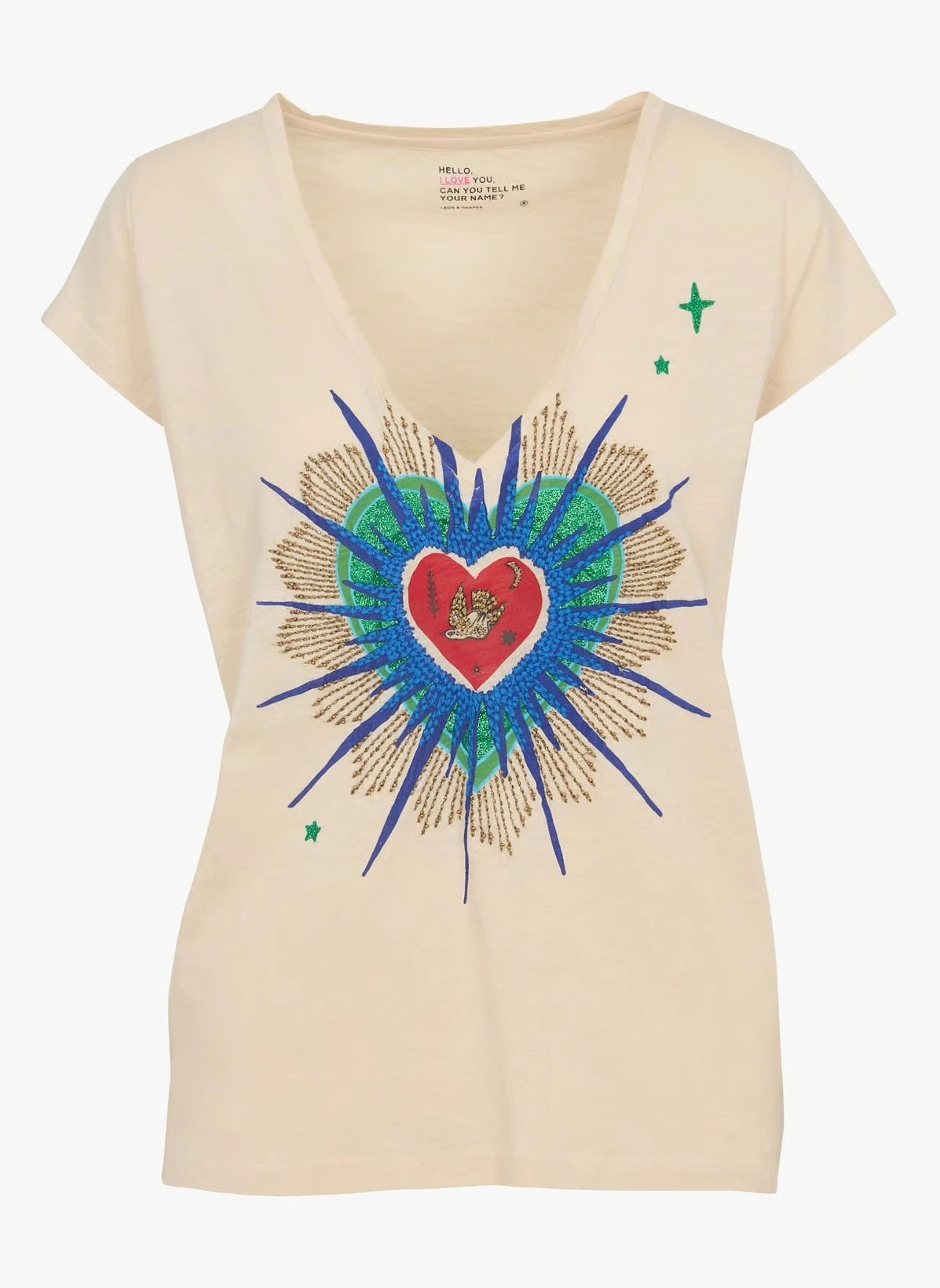 LEON & HARPER Tonton JC03 Exvoto Chalk: beige T-shirt for women