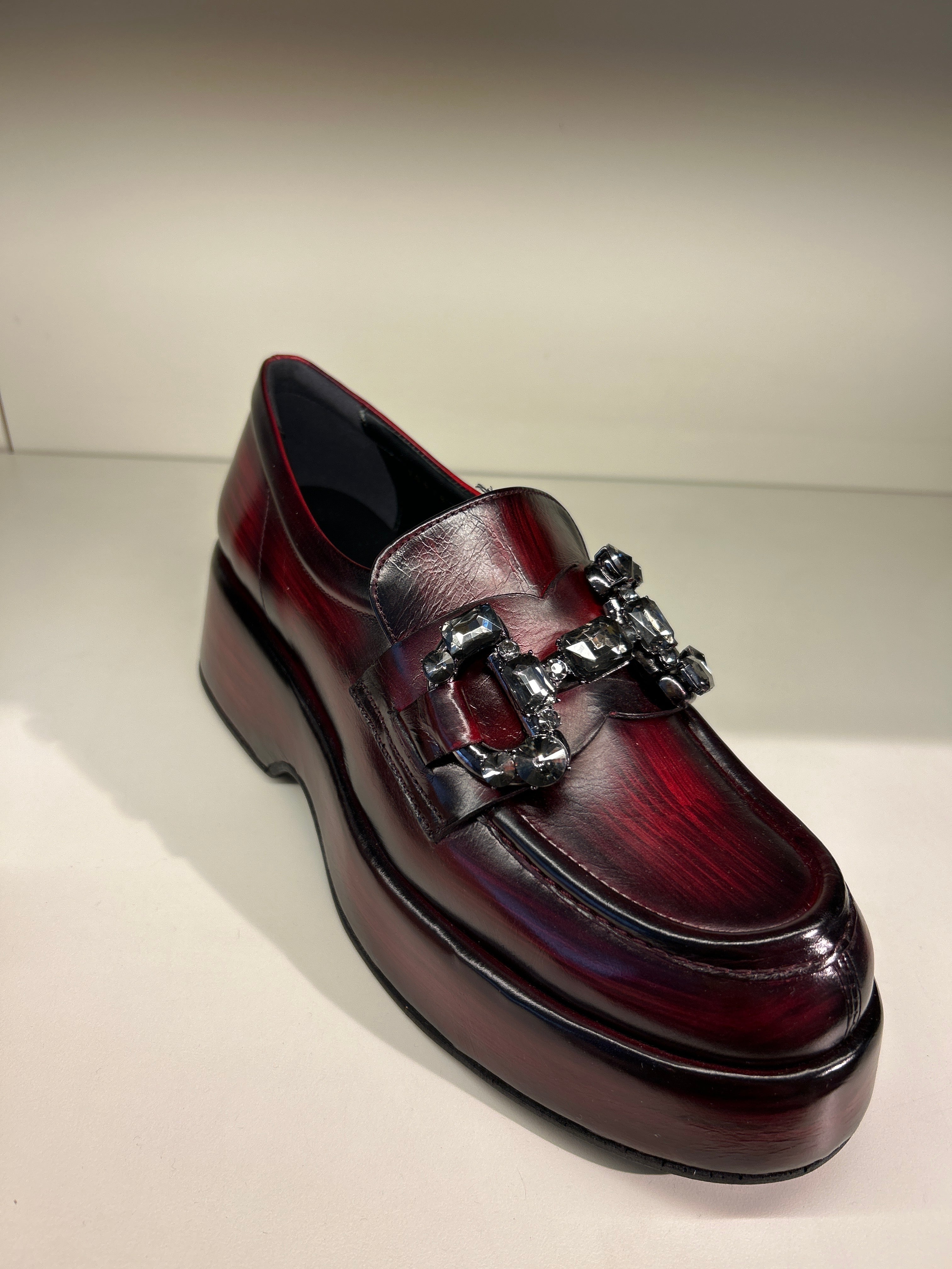 PONS QUINTANA Fliper Cherry Branch: red loafers for women