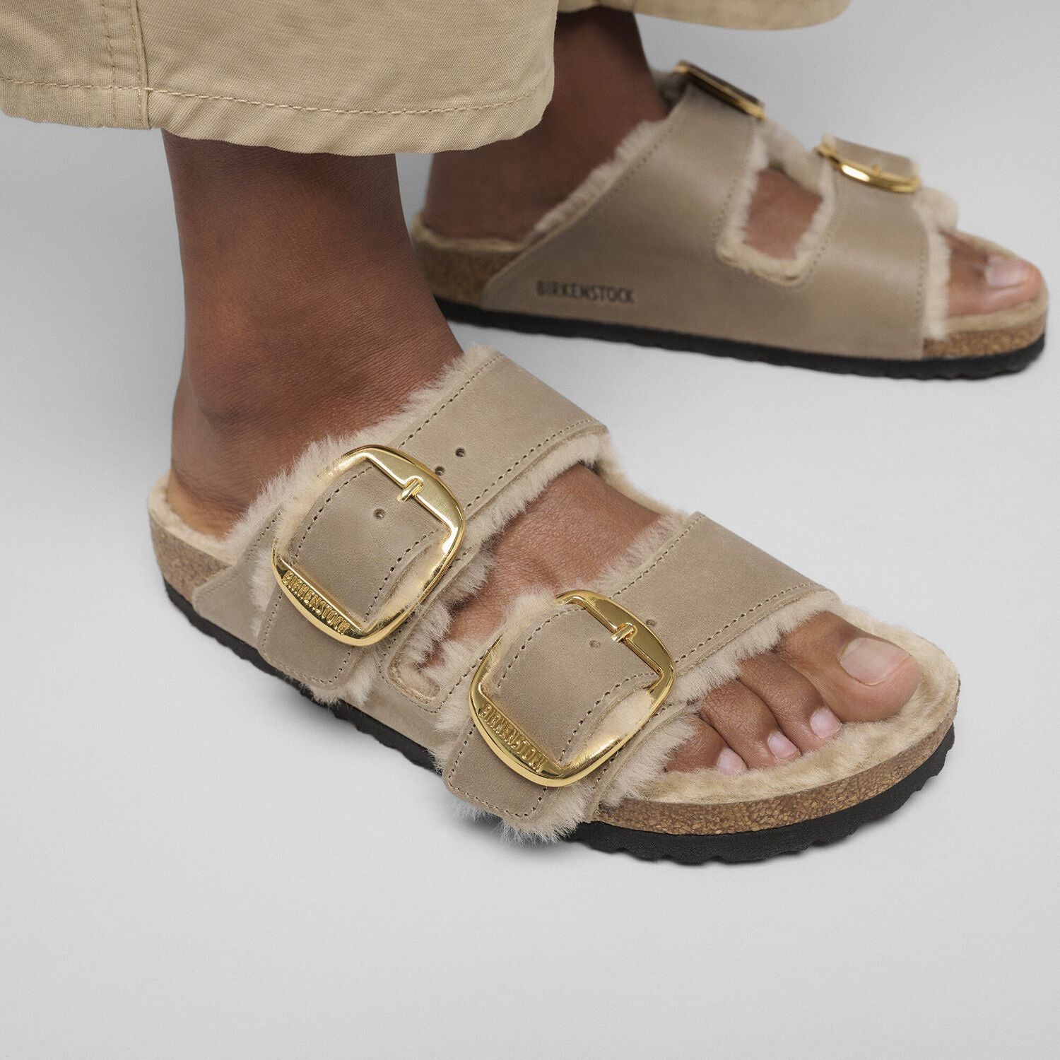 BIRKENSTOCK Arizona BB Shearling LEOI Tabacco BR LAF Tabacco Brown: beige sandali da donna