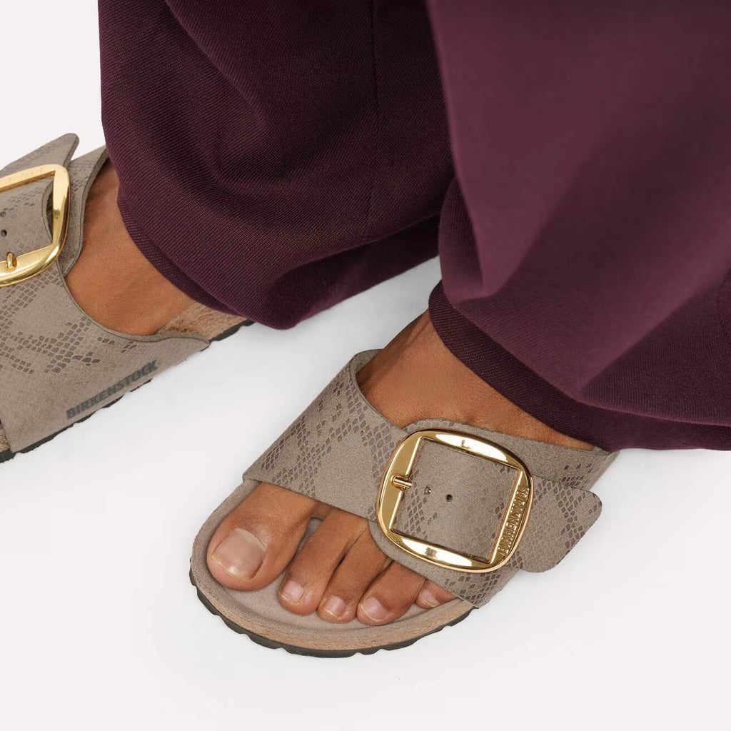BIRKENSTOCK Madrid GRAY Taupe: animal print sandalen voor dames