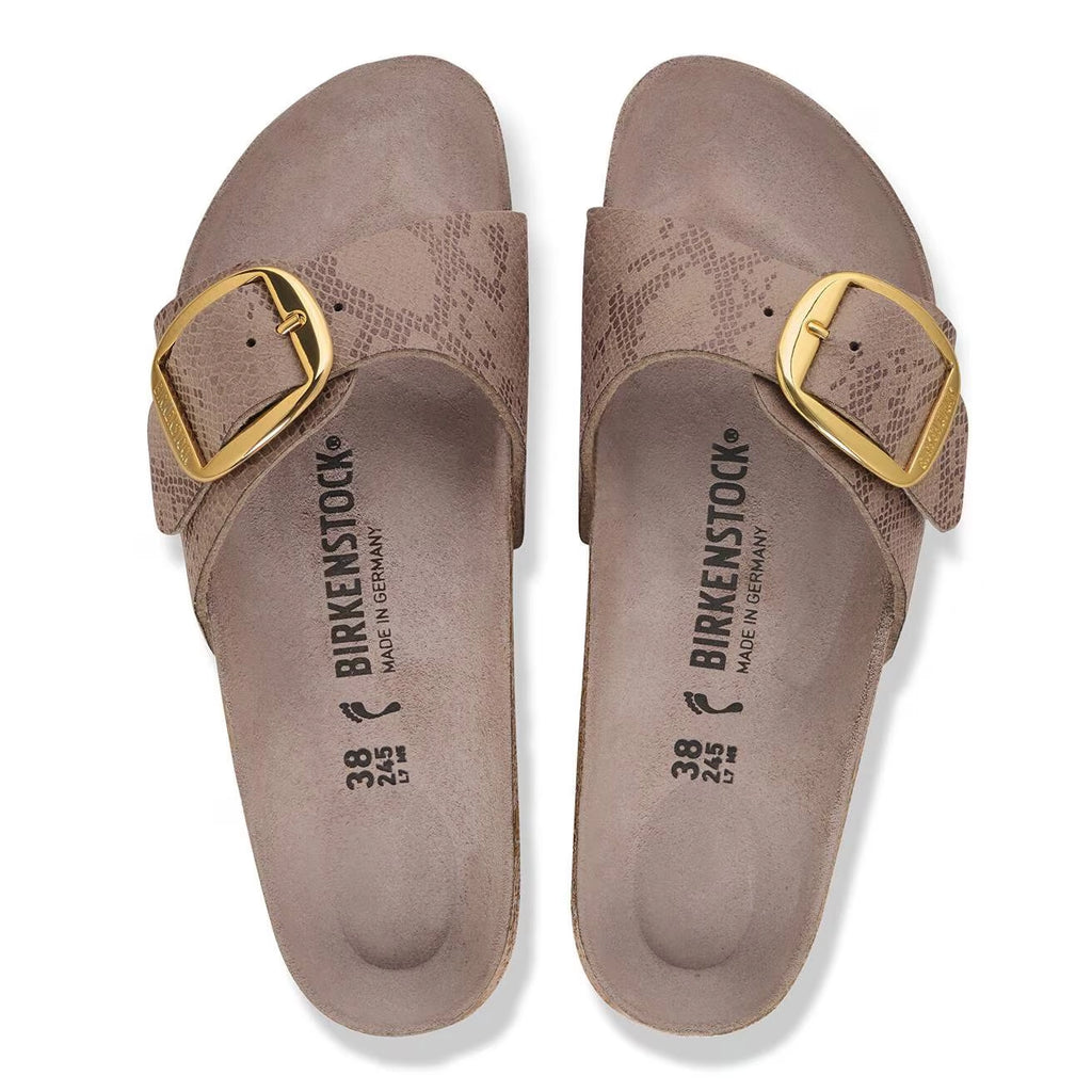 BIRKENSTOCK Madrid GRAY Taupe: animal print sandalen voor dames
