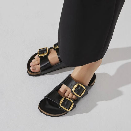 BIRKENSTOCK Arizona BB LENA HIGH Shine Black HEX: черный сандалии для женщин