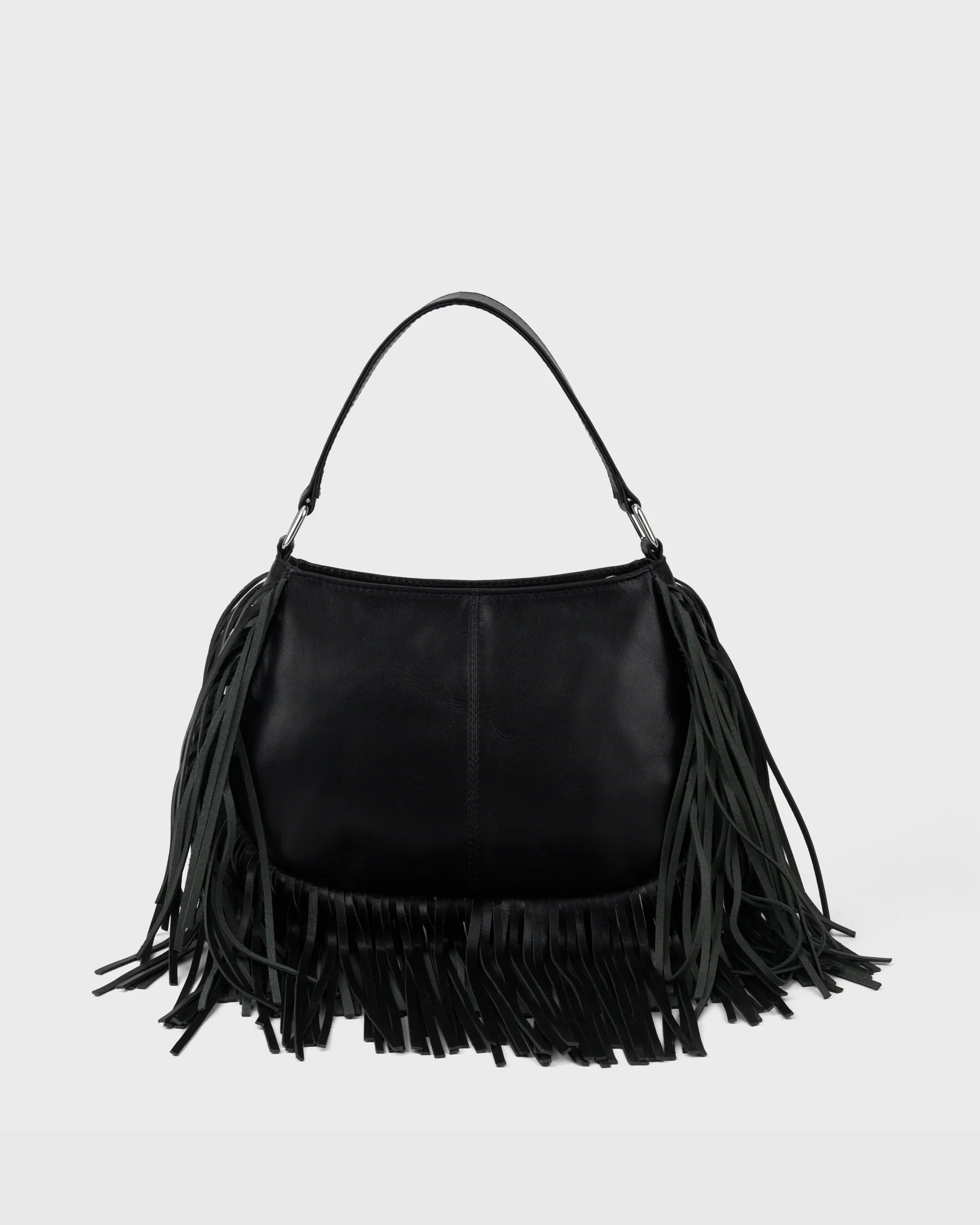 NUNOO Betty Fringe River Black: black bag for women