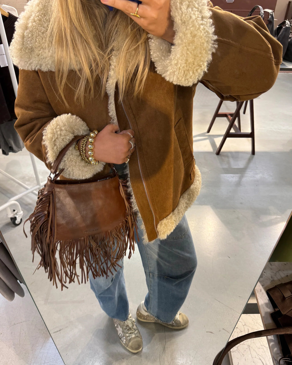 NUNOO Betty Fringe River Brown: marró bossa per a dona