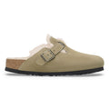 BIRKENSTOCK Boston Shearling Suede Leather/fur Taupe: зеленый сабо для женщин