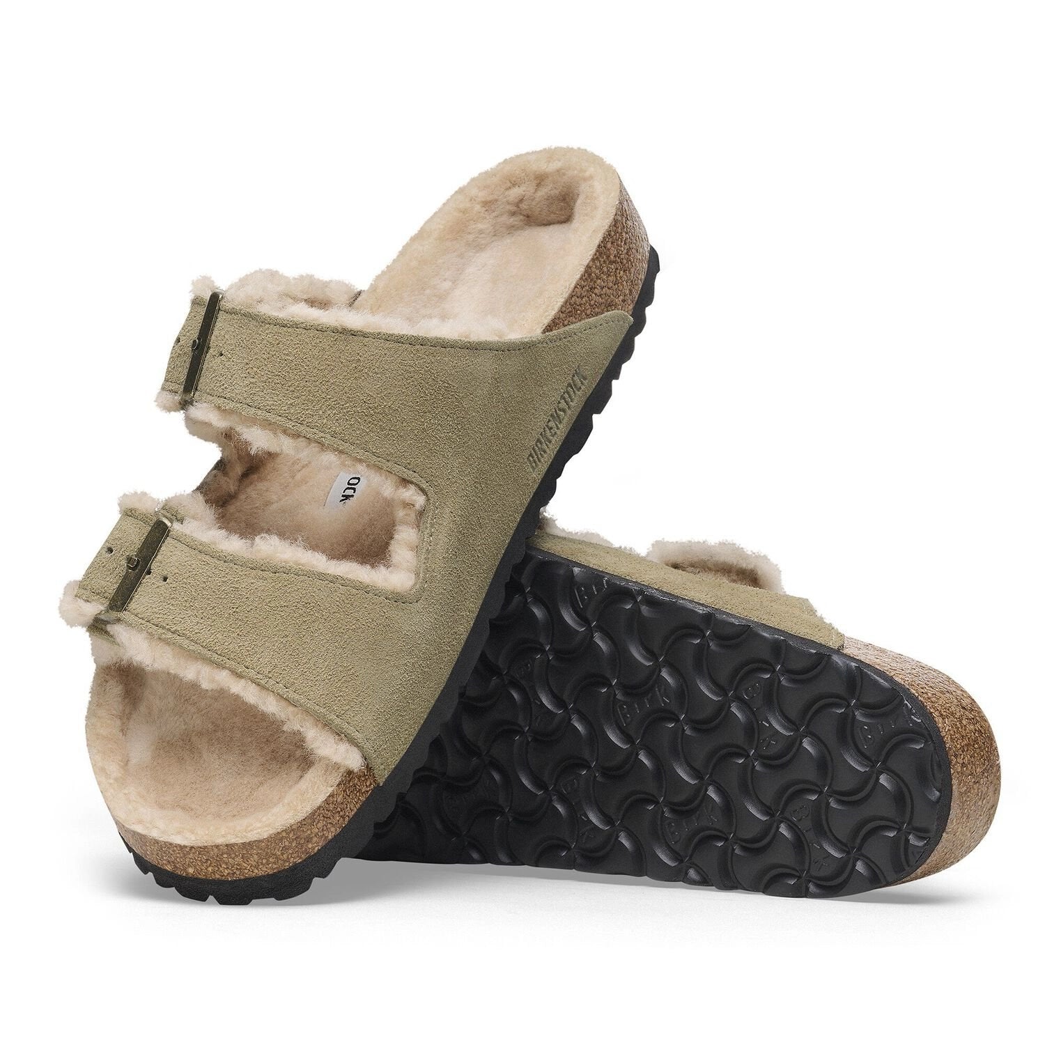 BIRKENSTOCK Arizona Shearling Suede Leather/fur Taupe: verde sandali da donna