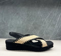 CASTELLER 895 Elastico Rafia con Vaqueta: beige sandals for women