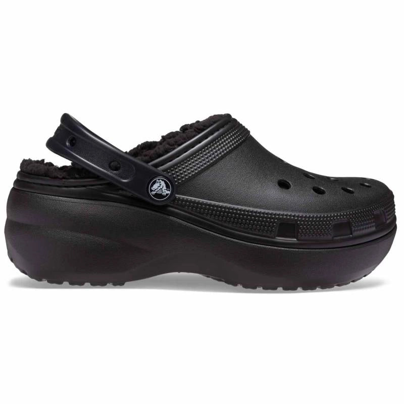 CROCS Classic Platform Lined W: negre esclops per a dona