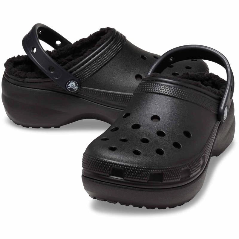 CROCS Classic Platform Lined W: black clogs for women