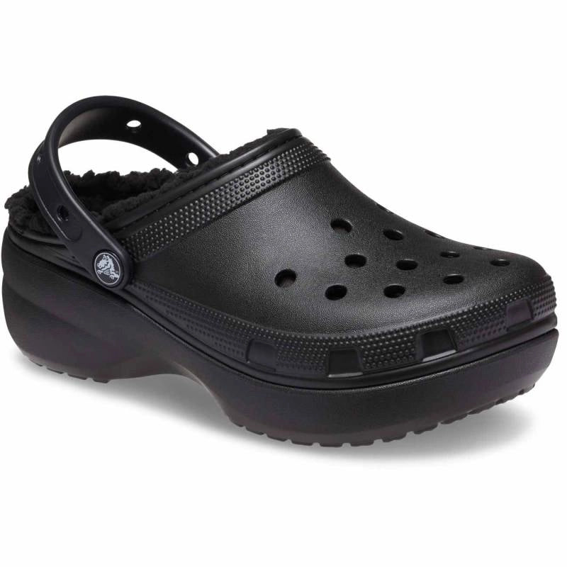 CROCS Classic Platform Lined W: black clogs for women