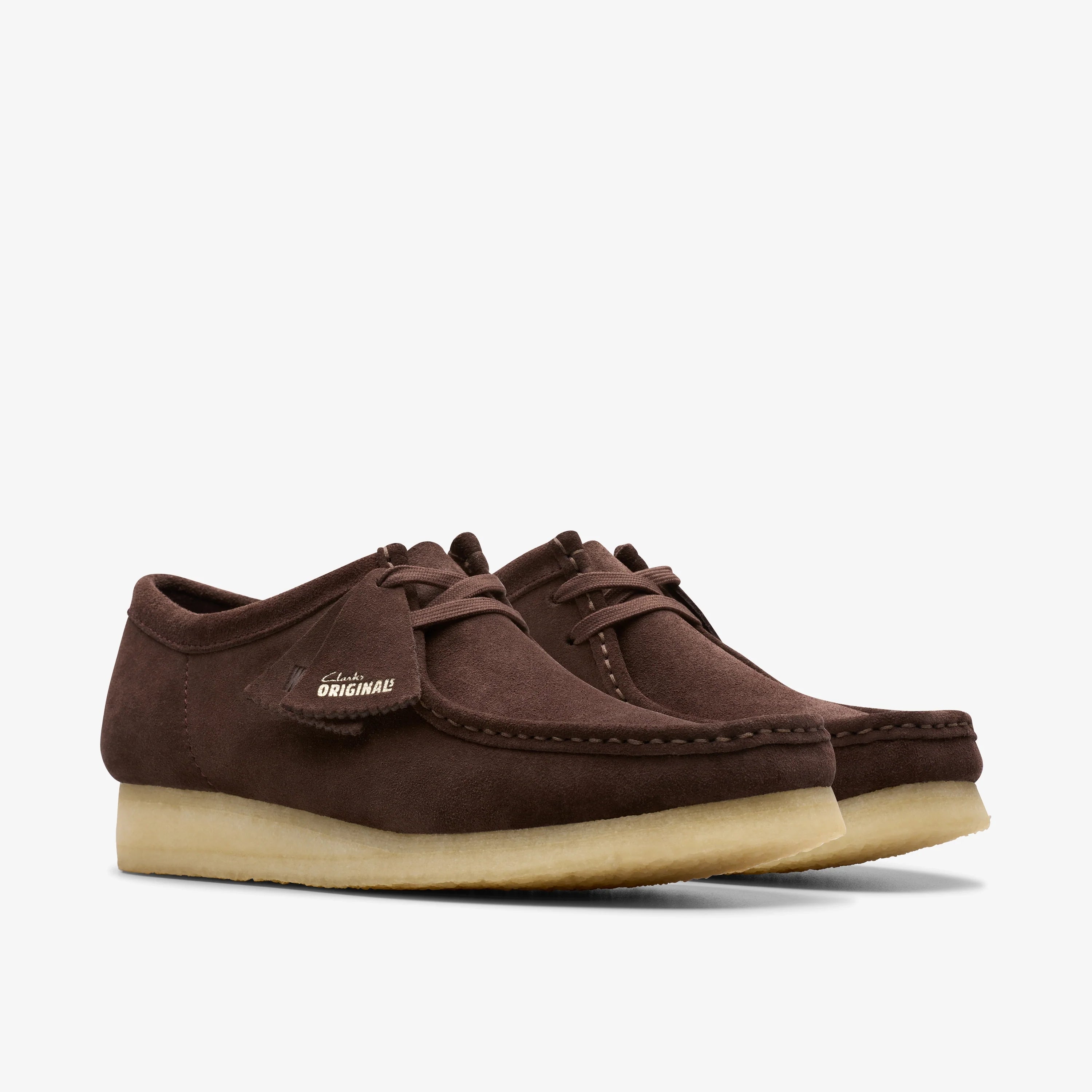 CLARKS Wallabee Dark Brown Suede, brown shoes for men at Tascón