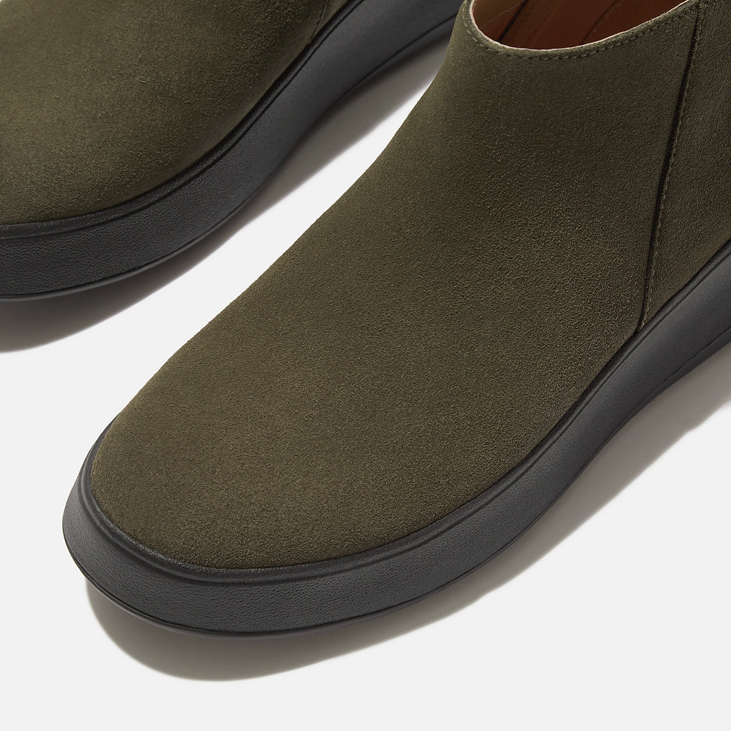FITFLOP | BOTAS | MUJER | W F MODE SUEDE FLATFORM ZIP ANKLE BOOTS DEEP OLIVE | VERDE
