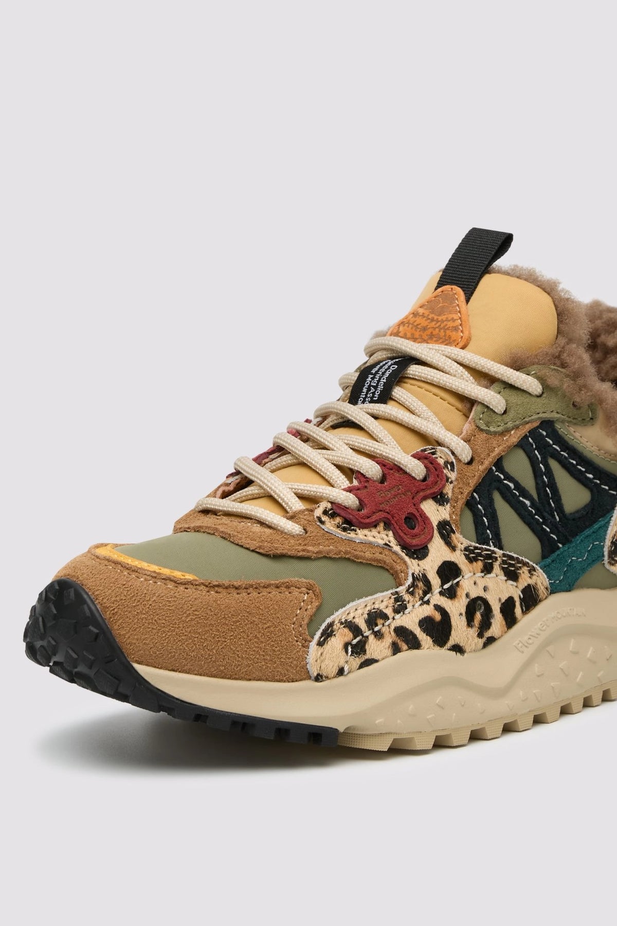 FLOWER MOUNTAIN Solin Woman Suede/nylon Brown-military-black-pony: multicolor スニーカー レディース