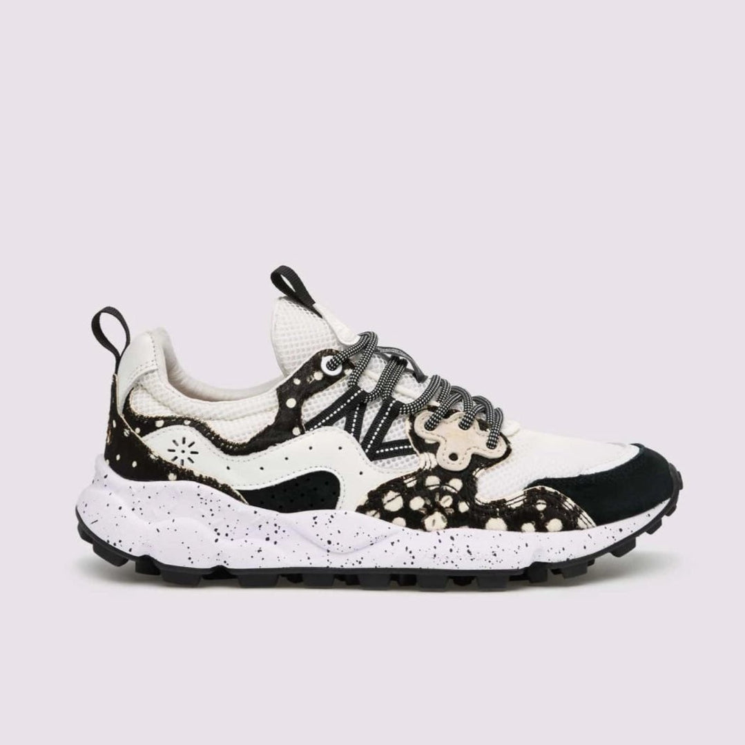 FLOWER MOUNTAIN Yamano 3 UNI Suede/rete/pony HAIR Anthracite-white: grey trainers for women
