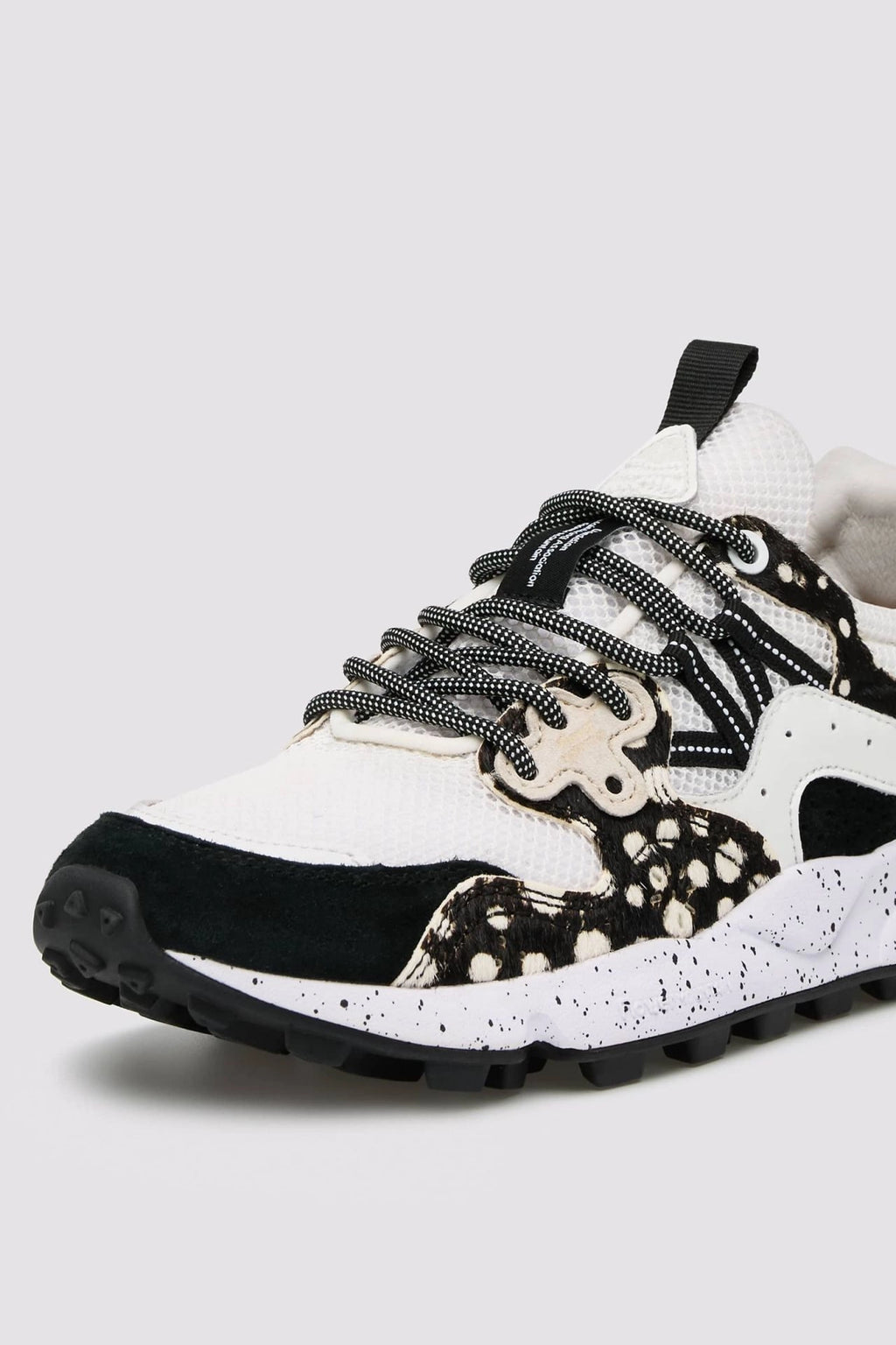 FLOWER MOUNTAIN Yamano 3 UNI Suede/rete/pony HAIR Anthracite-white: grey trainers for women