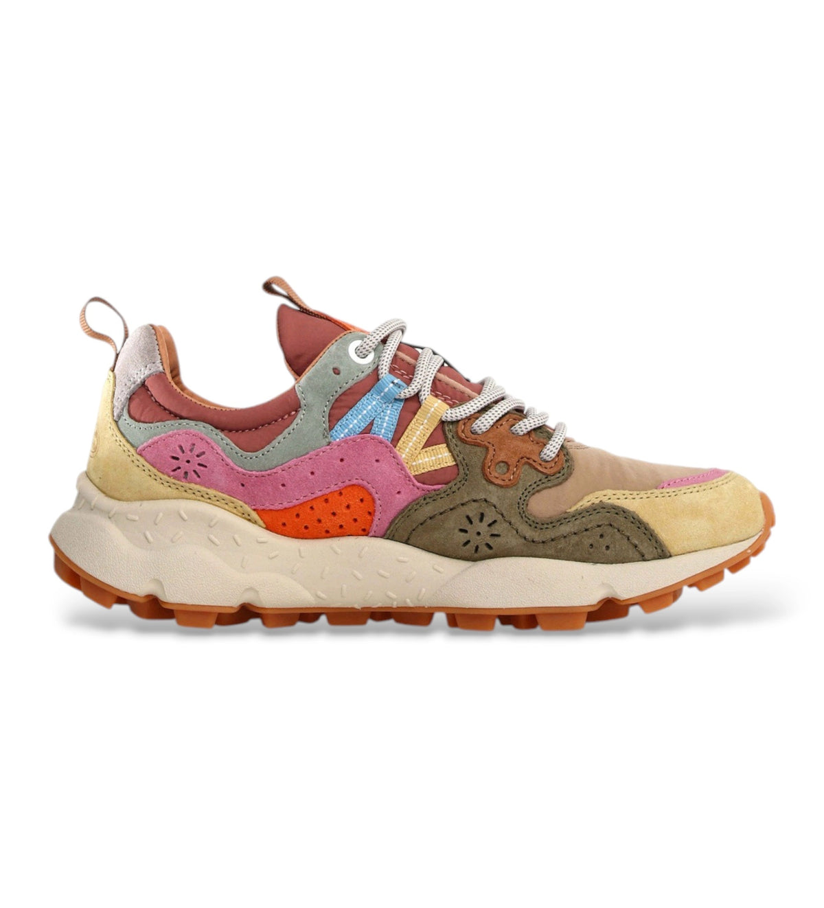 FLOWER MOUNTAIN Yamano 3 Woman Suede/nylon Cream-military-pink: multicolor vambes per a dona