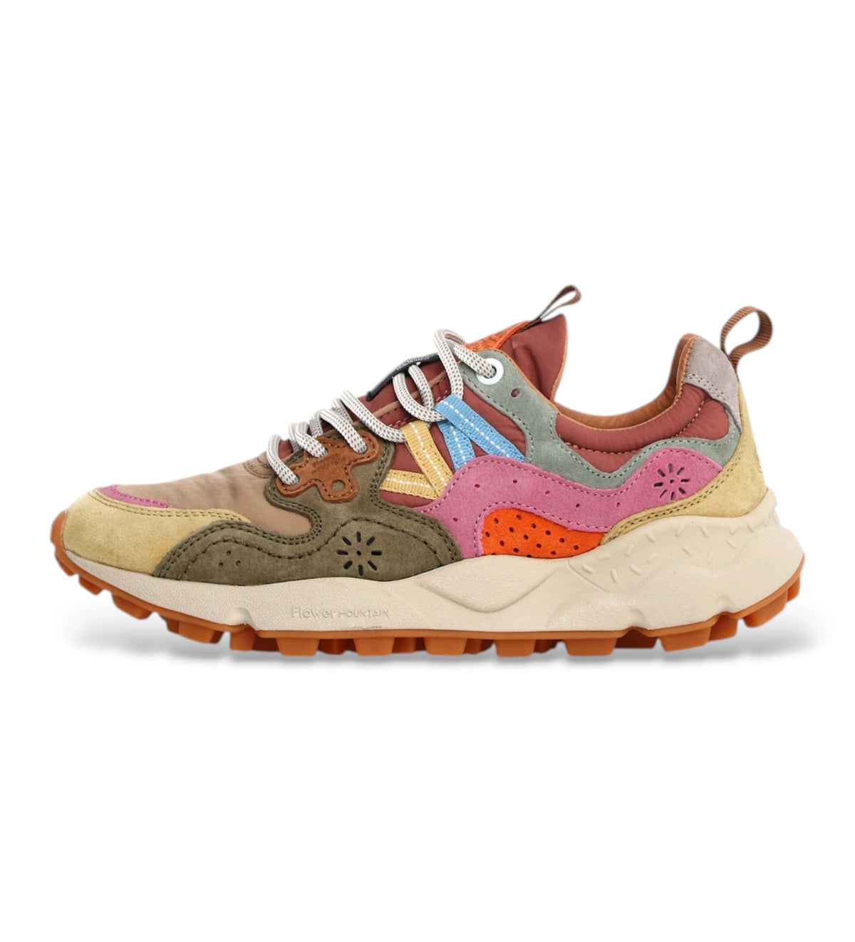 FLOWER MOUNTAIN Yamano 3 Woman Suede/nylon Cream-military-pink: multicolor vambes per a dona