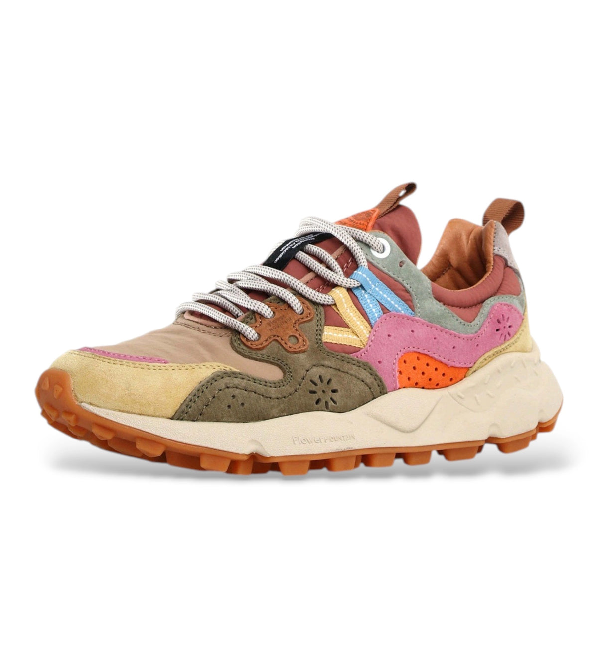 FLOWER MOUNTAIN Yamano 3 Woman Suede/nylon Cream-military-pink: multicolor vambes per a dona
