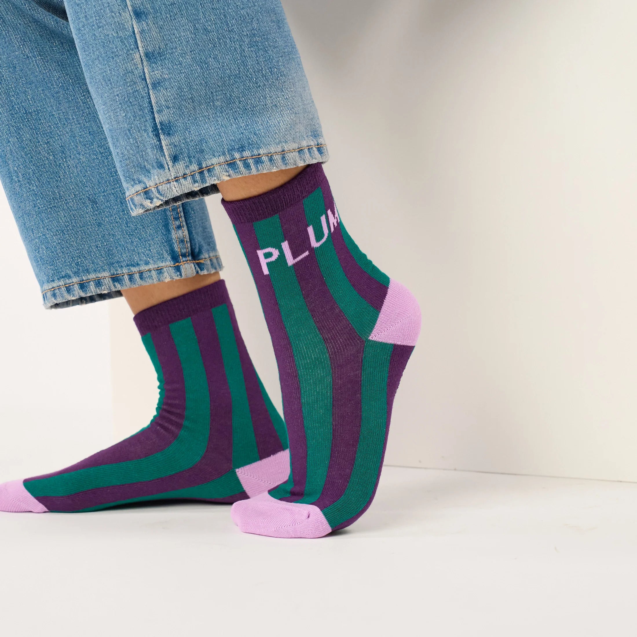 BILLYBELT Message Combed PLUM: green socks for women