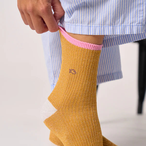 BILLYBELT Combed Mustard: amarillo socks for women