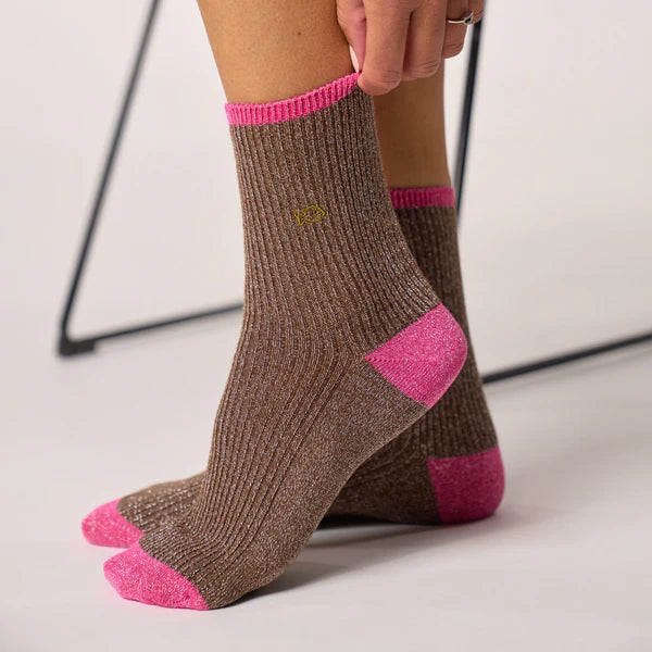 BILLYBELT Combed Brown: brown socks for women