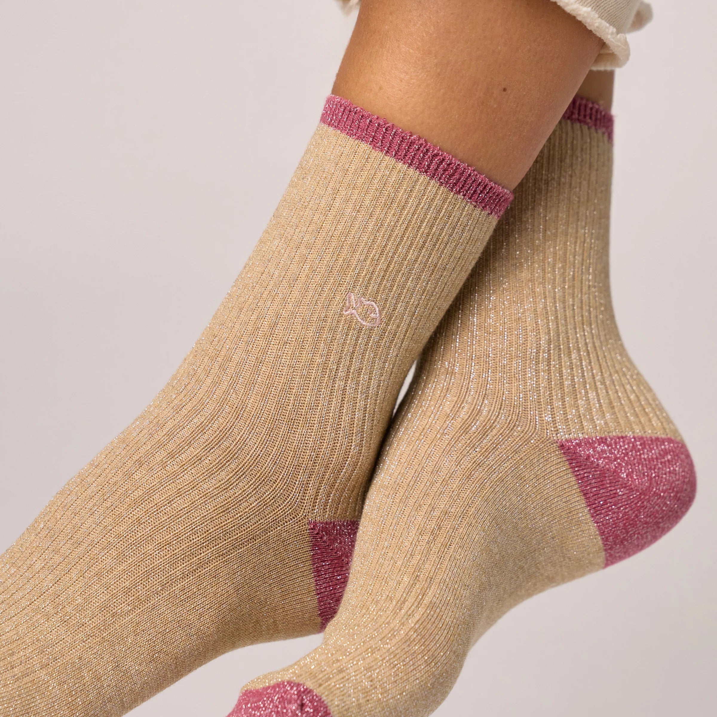 BILLYBELT Combed Beige: beige socks for women