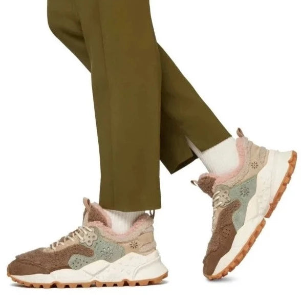 FLOWER MOUNTAIN Kotetsu Woman Suede/teddy Beige PINK: pink trainers for women