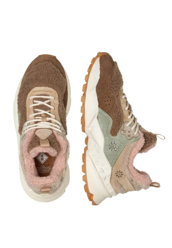 FLOWER MOUNTAIN Kotetsu Woman Suede/teddy Beige PINK: pink trainers for women