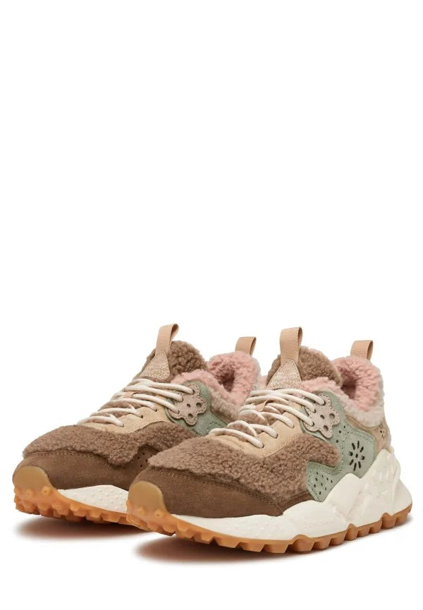 FLOWER MOUNTAIN Kotetsu Woman Suede/teddy Beige PINK: pink trainers for women