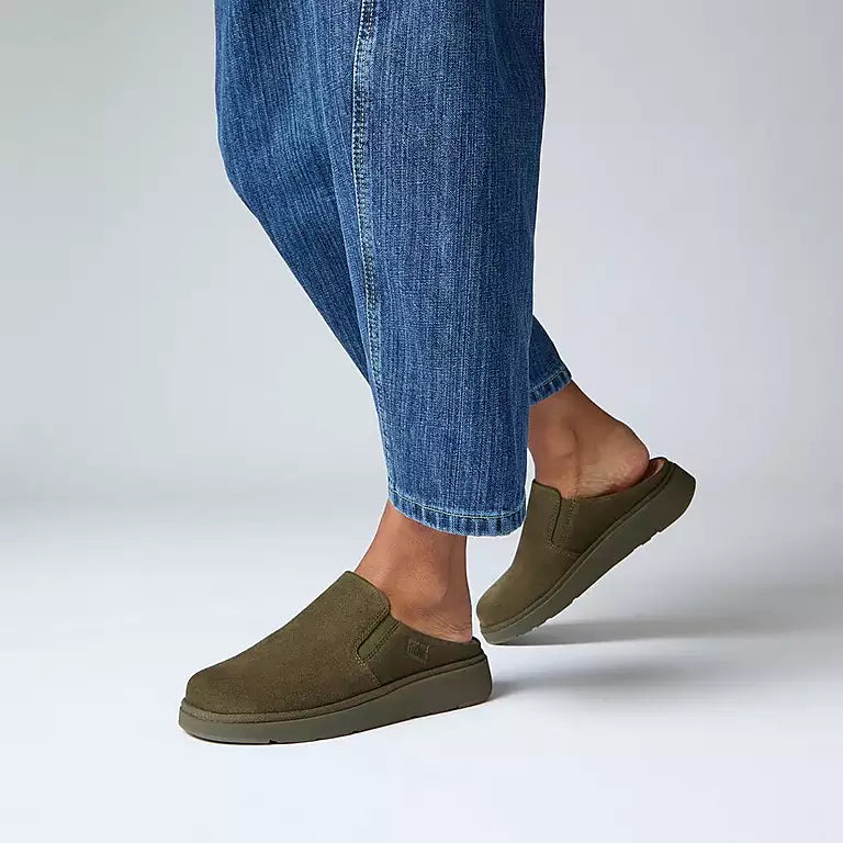 FITFLOP | MULES | MUJER | W GEN-FF ELASTICATED SUEDE MULES DEEP OLIVE | VERDE