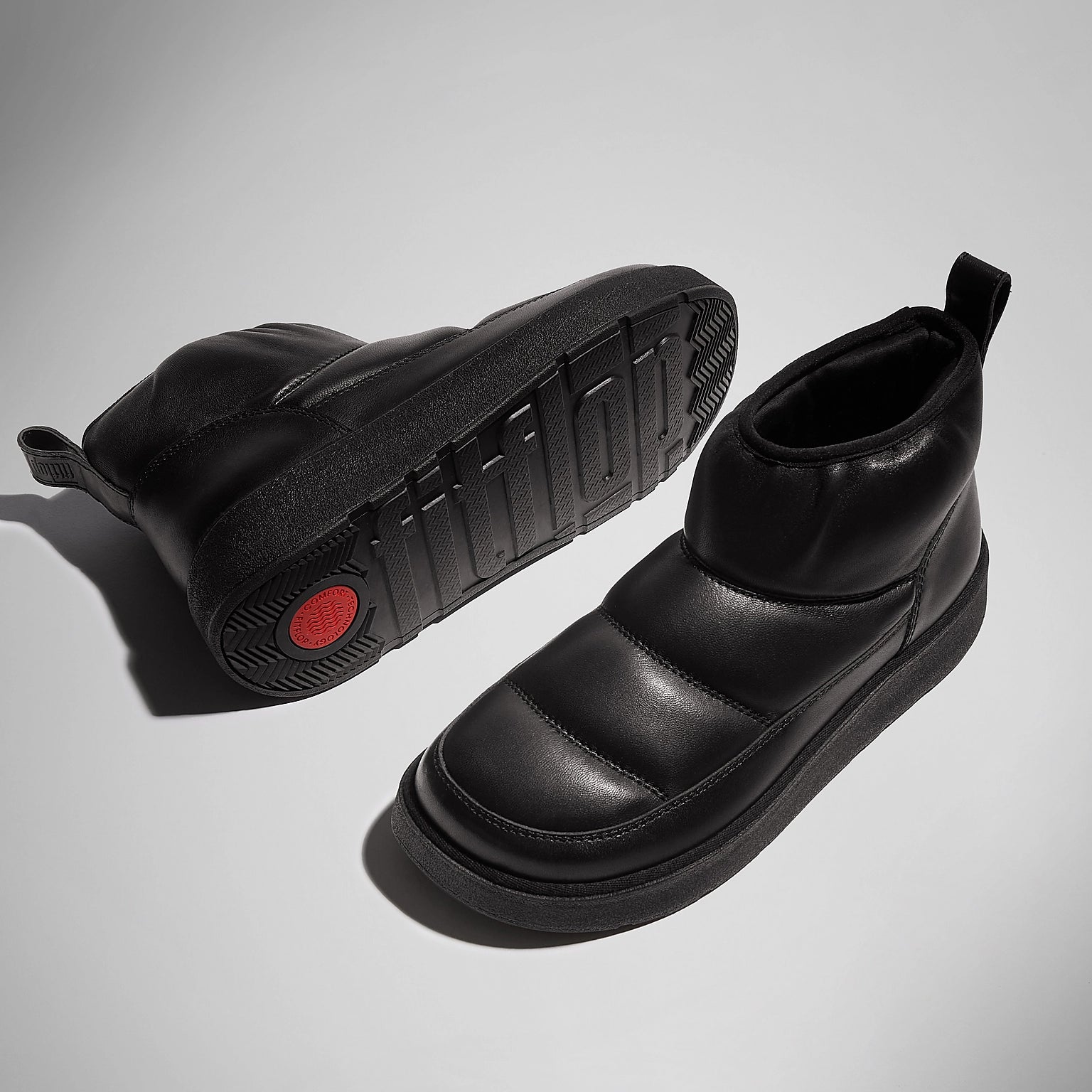 FITFLOP W GEN FF Padded SOFT Leather Booties ALL Black: ブラック ブーツ レディース