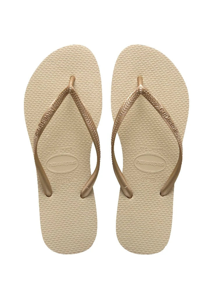 HAVAIANAS SLIM Light Golden: gold flip-flops for women