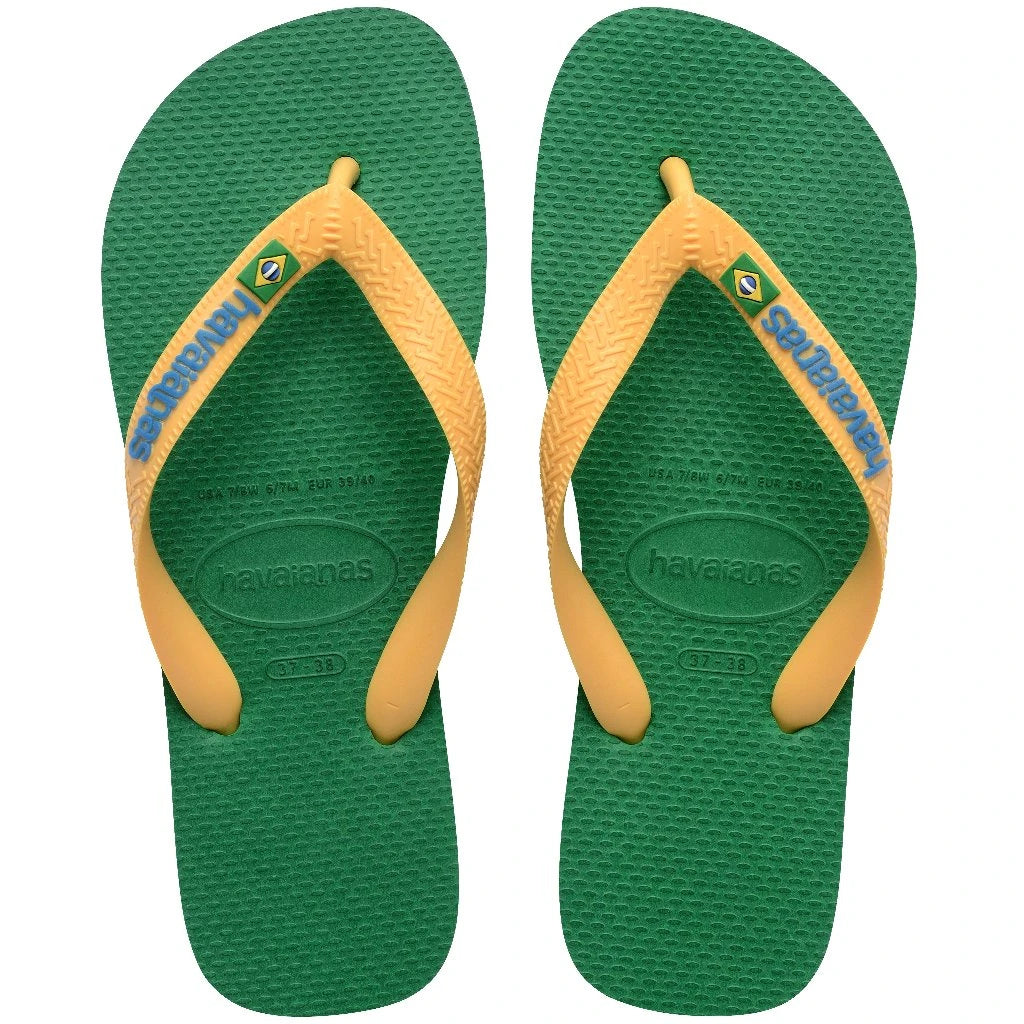 HAVAIANAS Brasil LOGO Green/yellow: 绿色 人字拖 男士