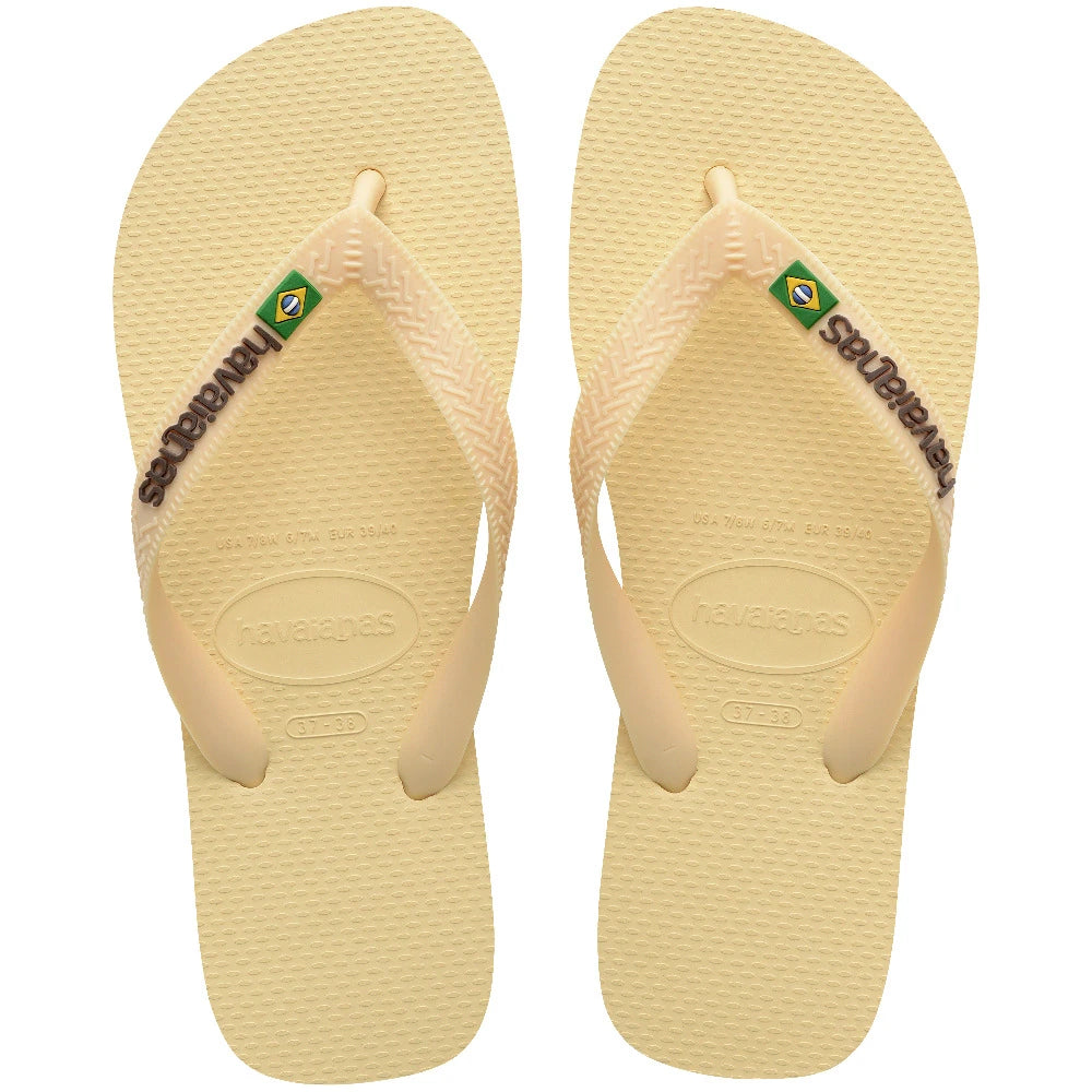 HAVAIANAS Brasil LOGO Buttercream: beige flip-flops för herr