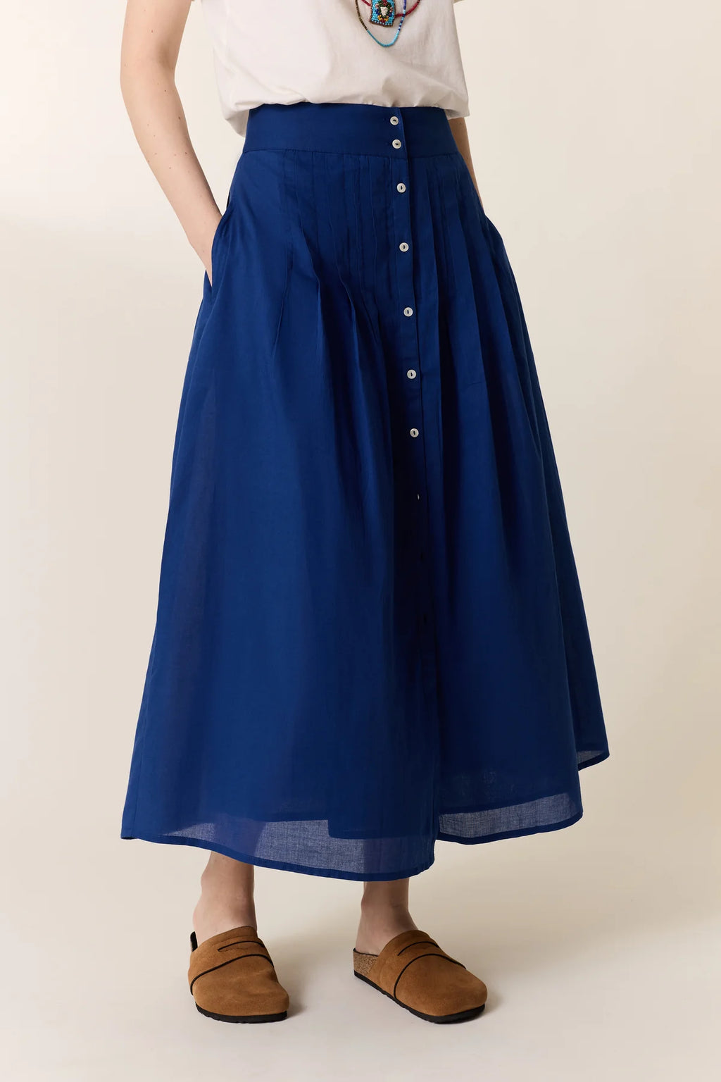 LEON & HARPER JONI TC160 PLN BLUE: blau faldilla per a dona
