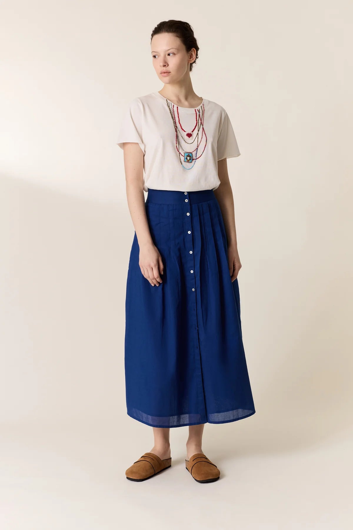 LEON & HARPER JONI TC160 PLN BLUE: blau faldilla per a dona