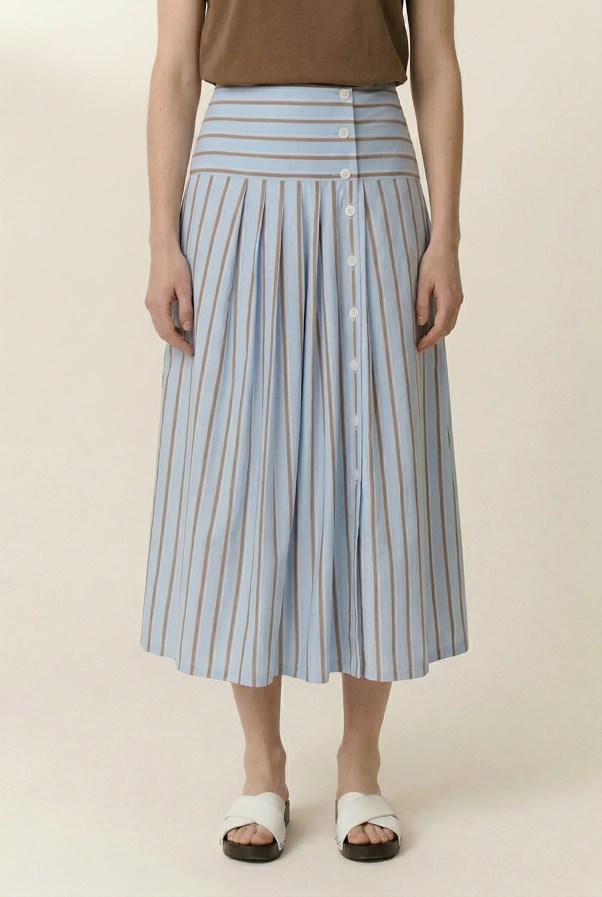 LEON & HARPER Joyau TC129 STRP SKY: blue skirt for women