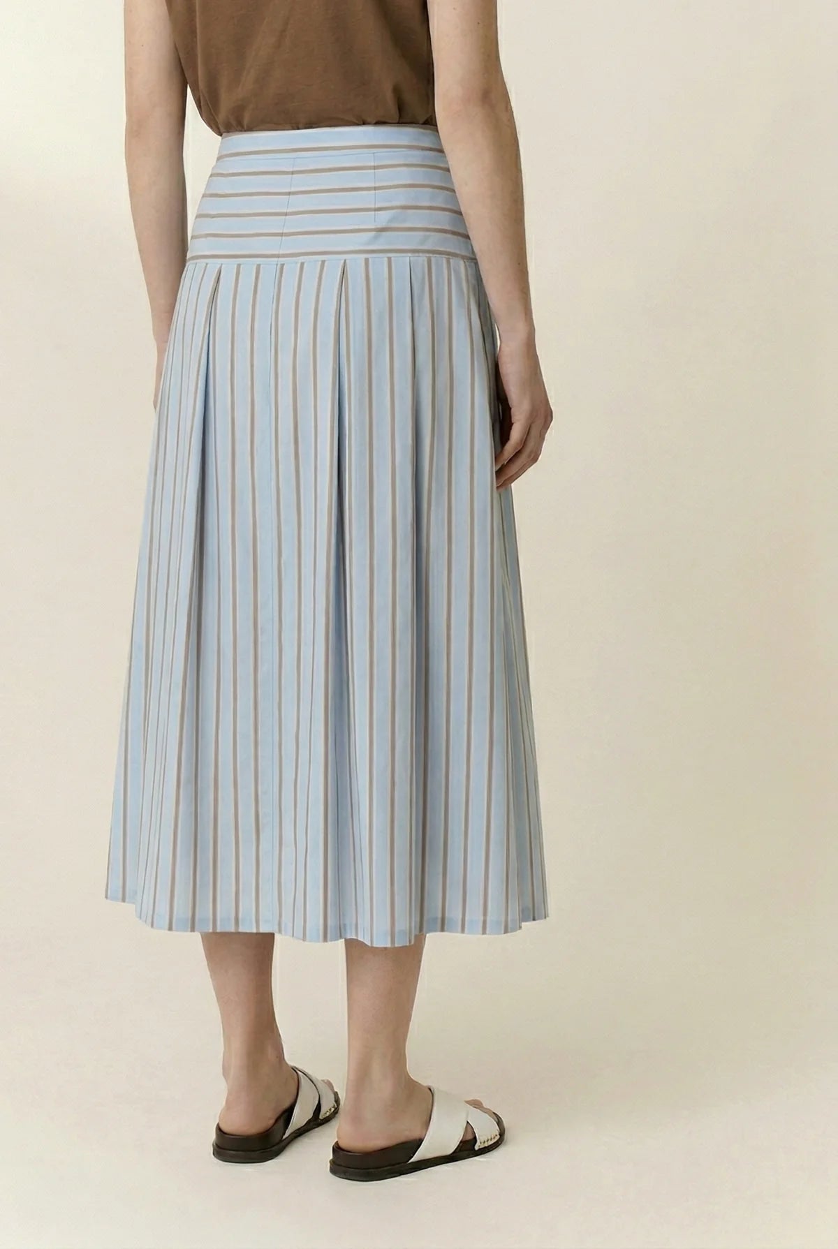 LEON & HARPER Joyau TC129 STRP SKY: blue skirt for women