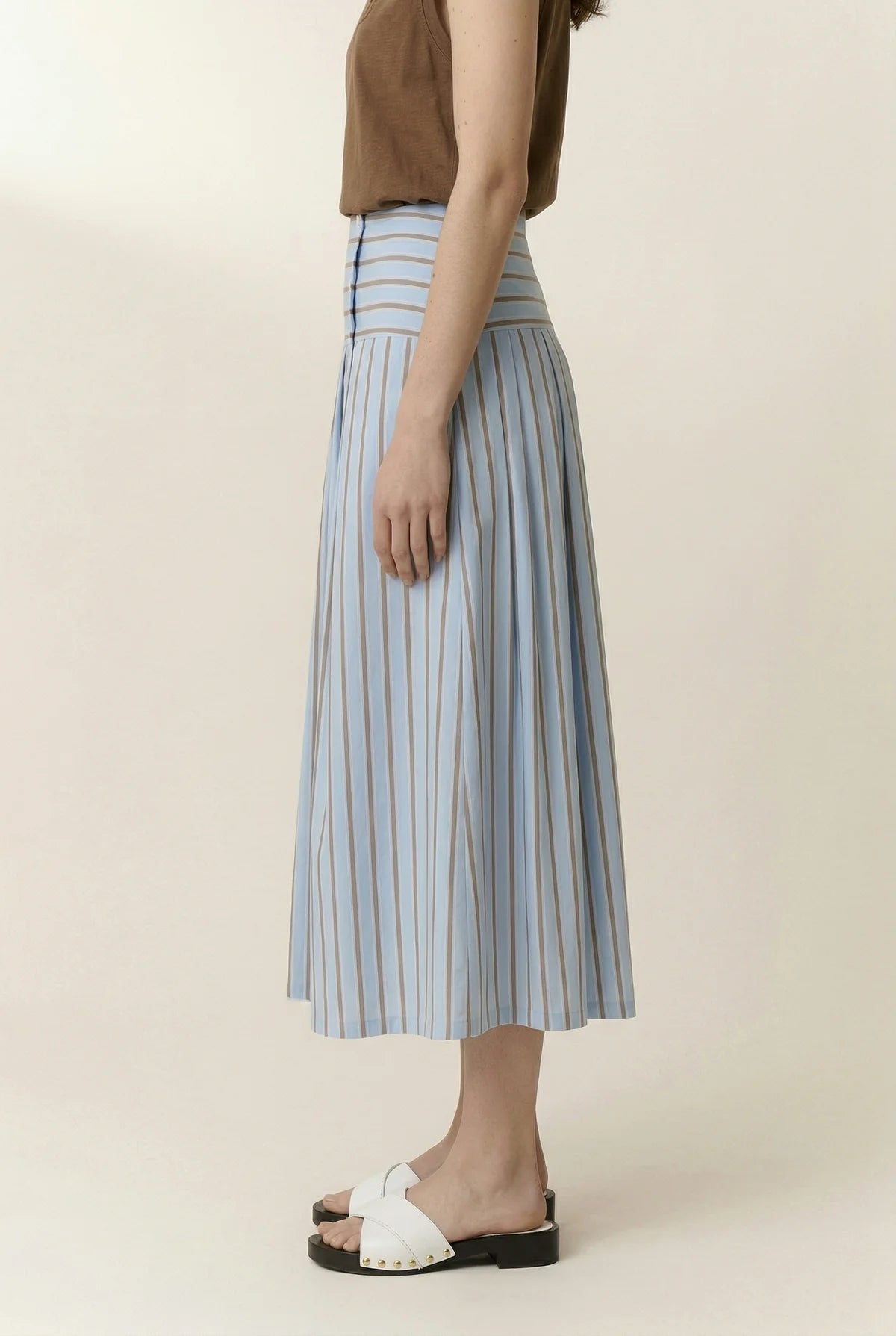 LEON & HARPER Joyau TC129 STRP SKY: blue skirt for women