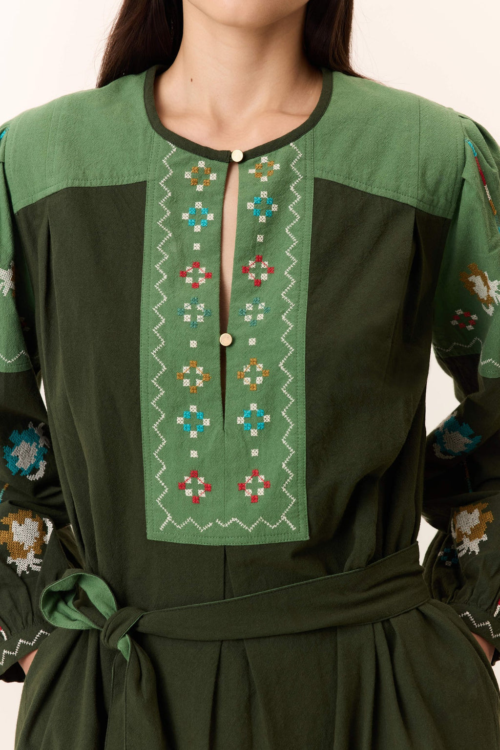 LEON & HARPER Ruoki BRD Green: green dress for women