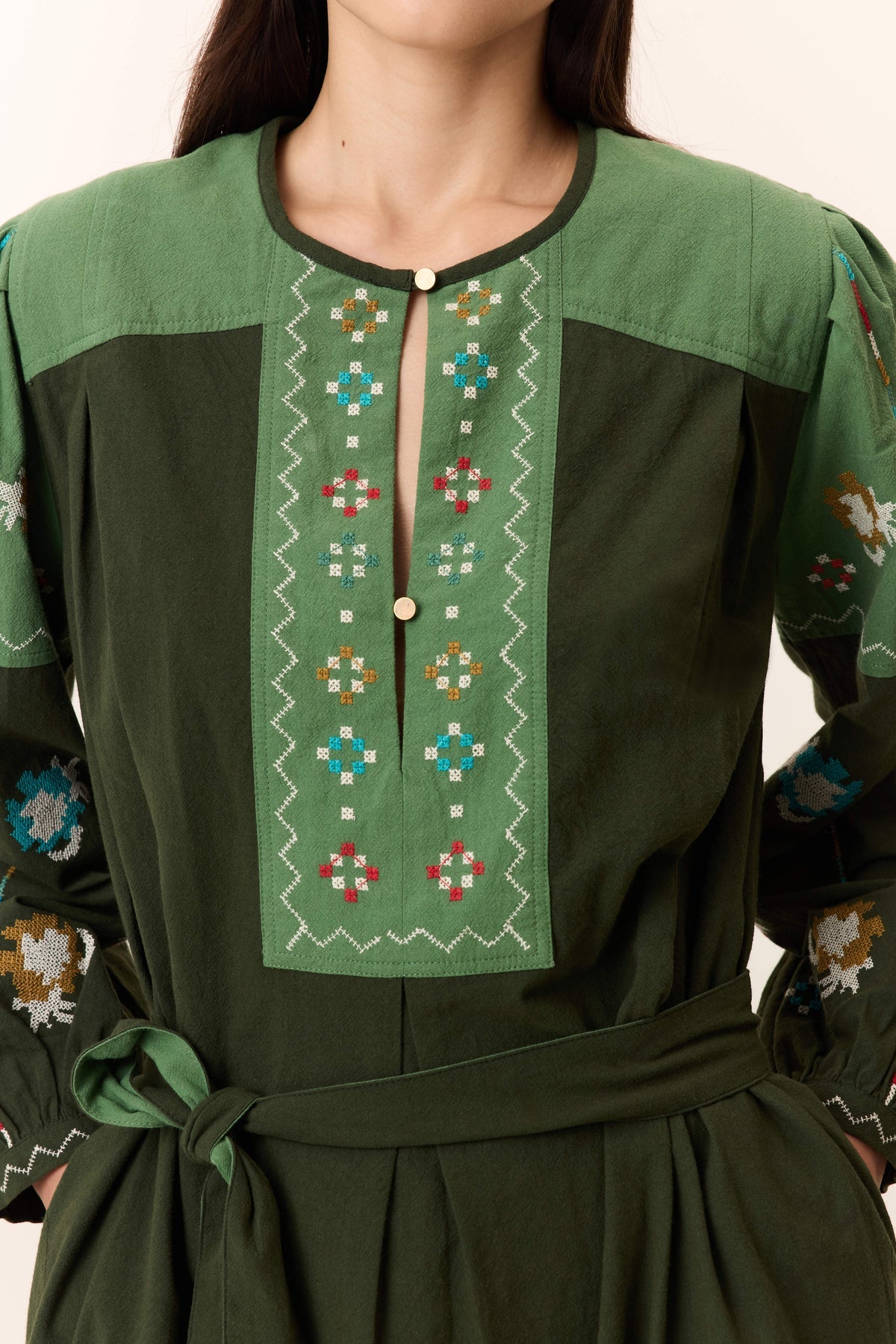 LEON & HARPER Ruoki BRD Green: green dress for women