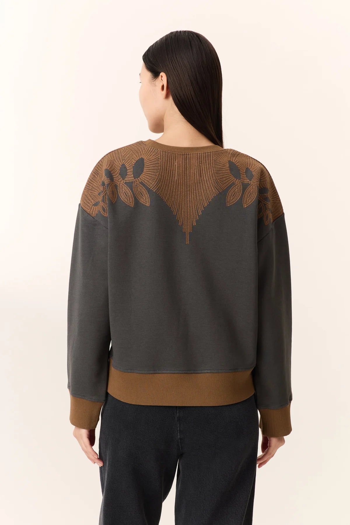 LEON & HARPER Siena LEAF Carbone: grey sweatshirt for women