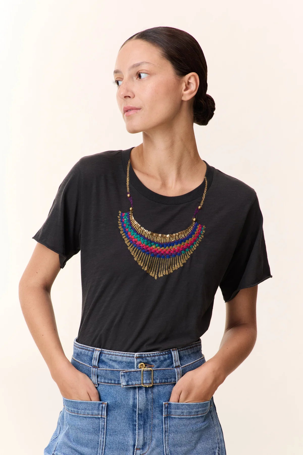 LEON & HARPER TORO Collier Carbone: zwart T-shirt voor dames