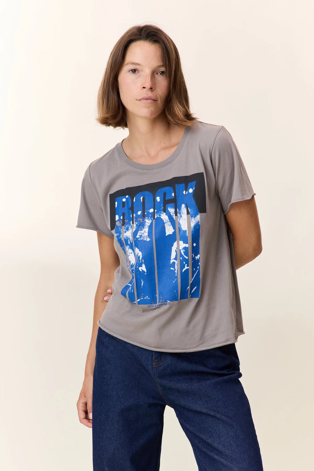 LEON & HARPER TORO Music Mouse: grey T-shirt for women